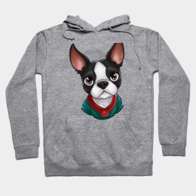 Cute Boston Terrier Drawing Hoodie by Play Zoo